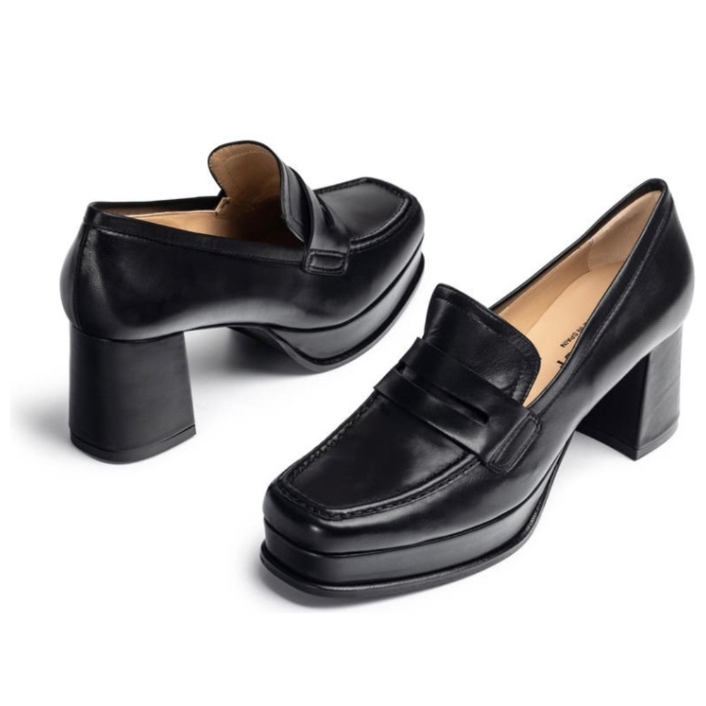 JON JOSEF BELEN Leather Platform Penny Loafers Size 8.5, fit like 9. New w/o box